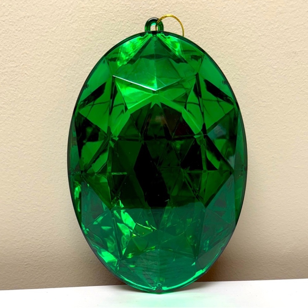 New! Jumbo Emerald Green Faceted Oval Holiday Christmas Ornament